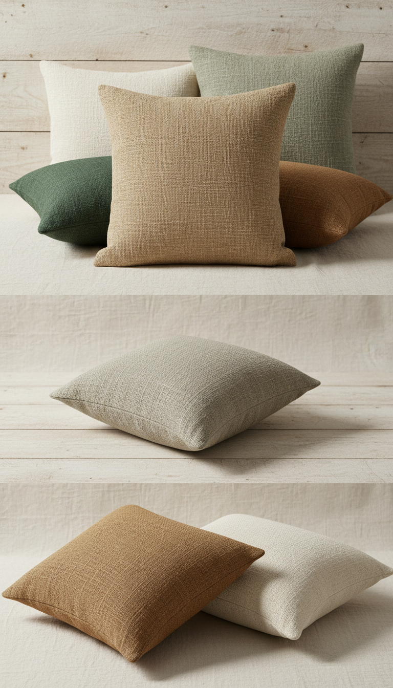 Textured Linen Throw Pillow