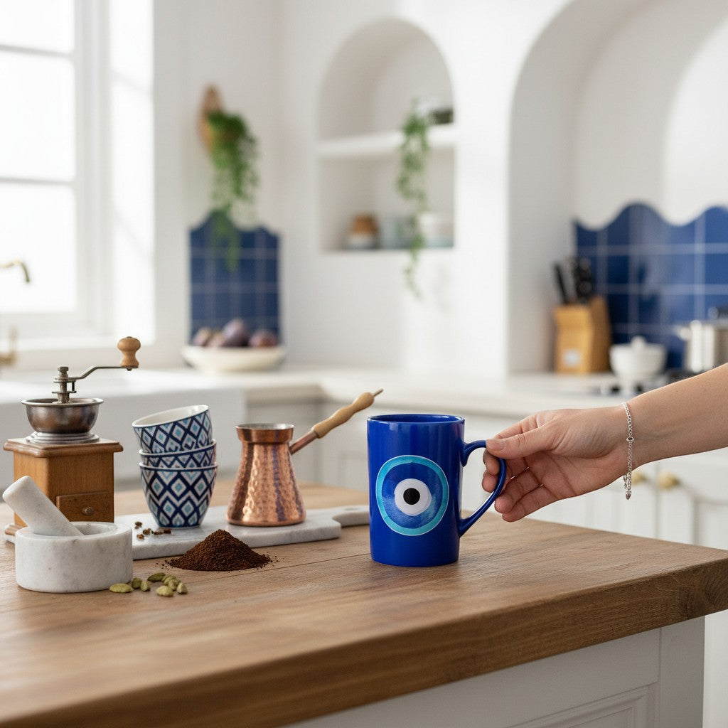 Blue Round Mati - Mug