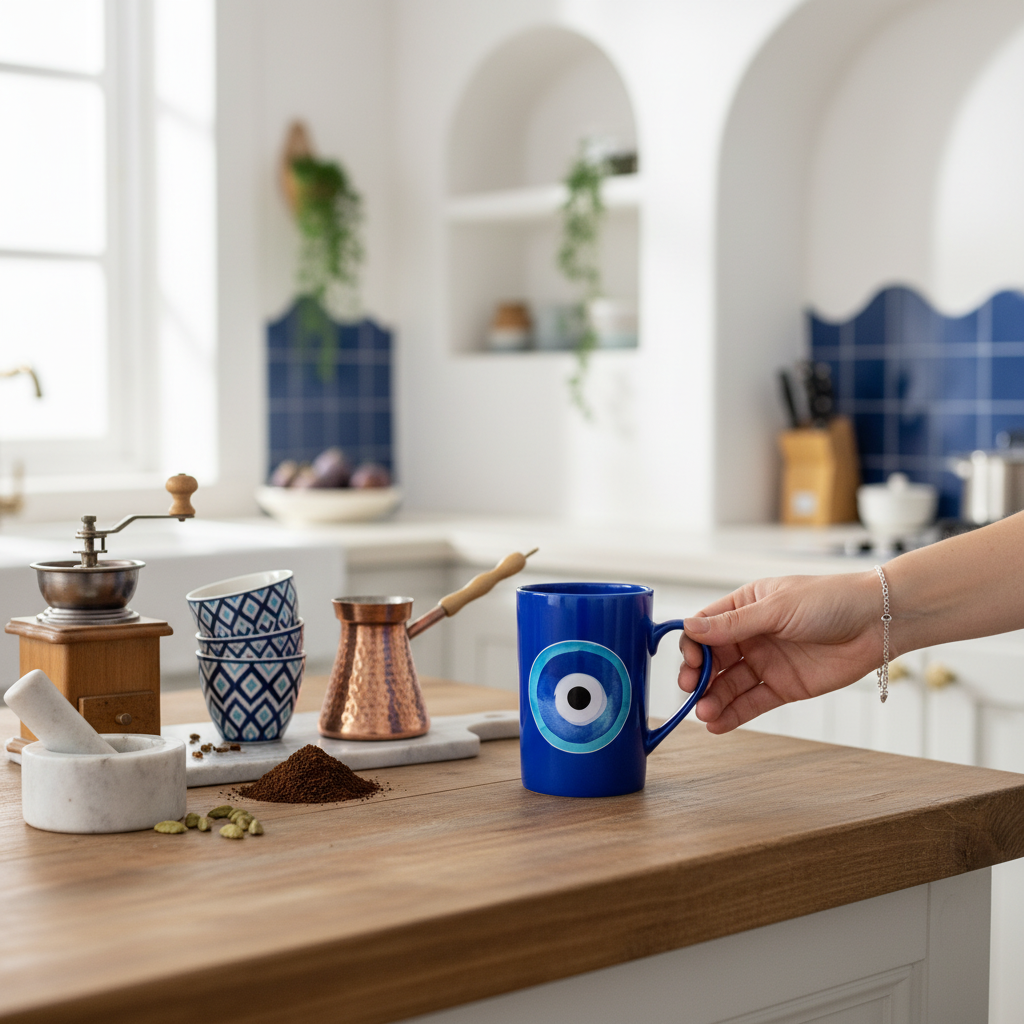 Blue Round Mati - Mug