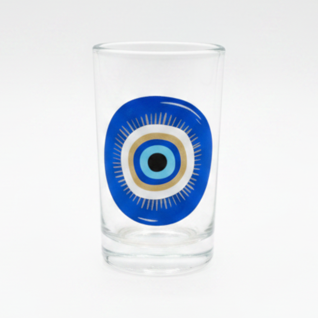 Round Blue Mati - Small Glass