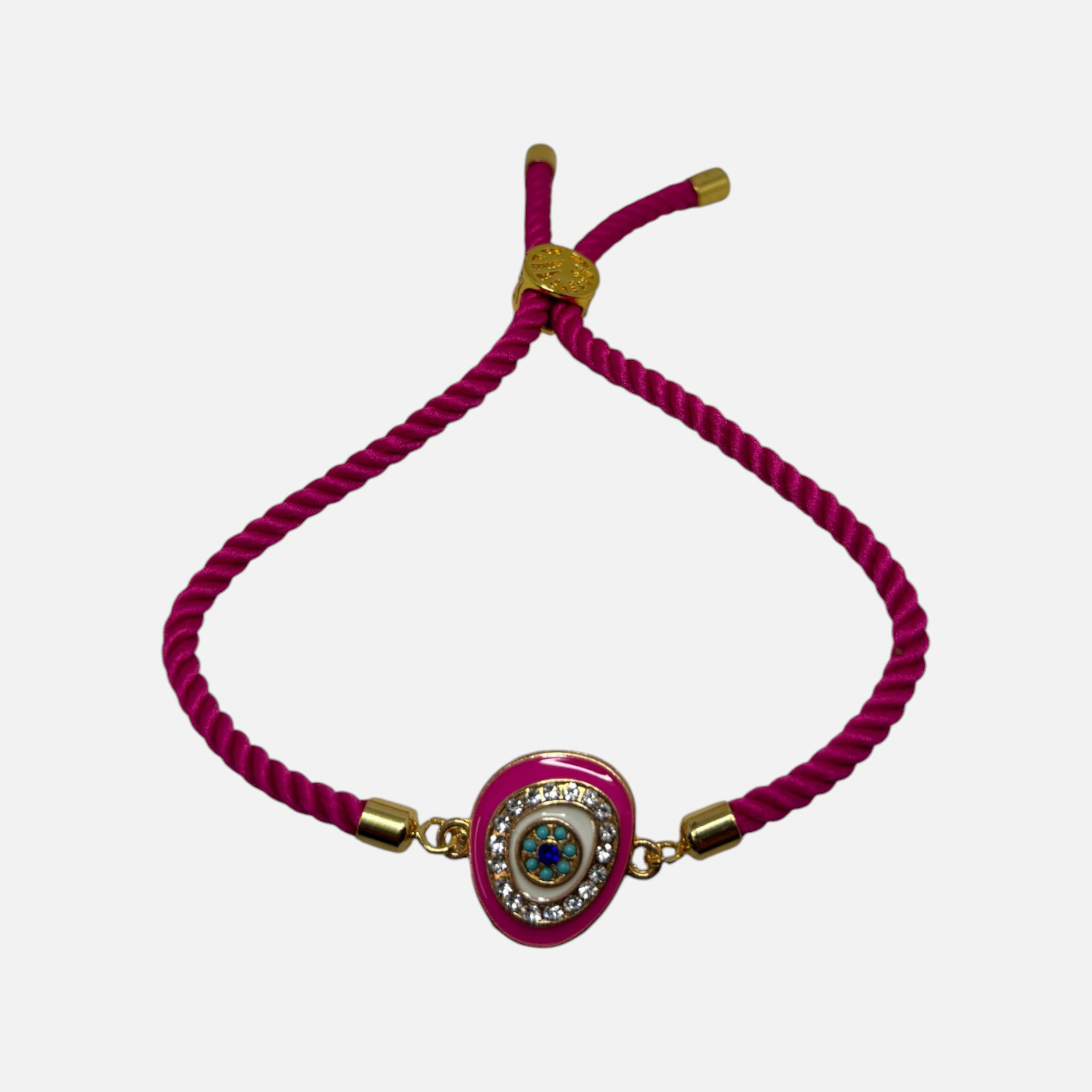 Magenta Crystal‑Set Mati - Adjustable Cord Bracelet