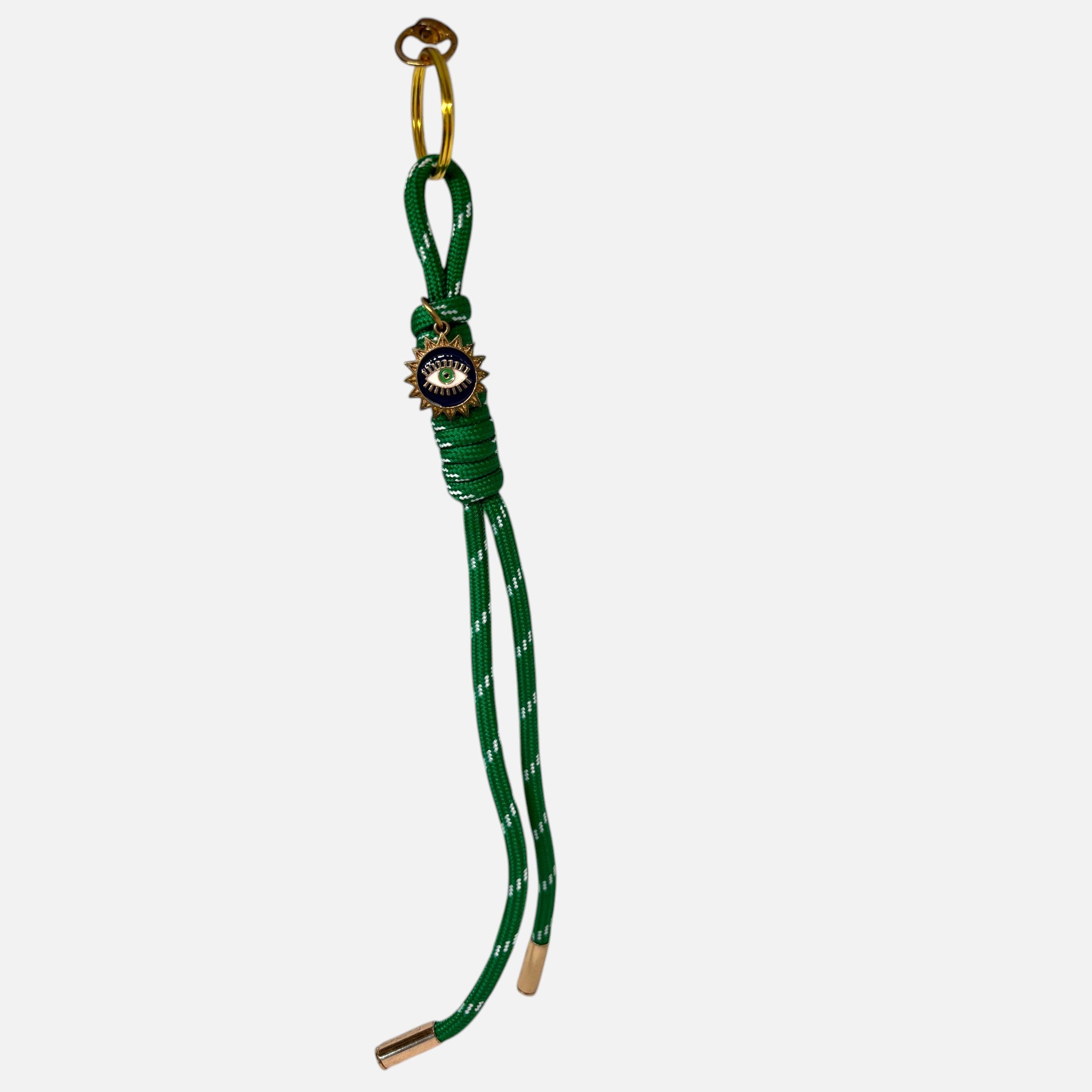 White & Green Cord Keychain