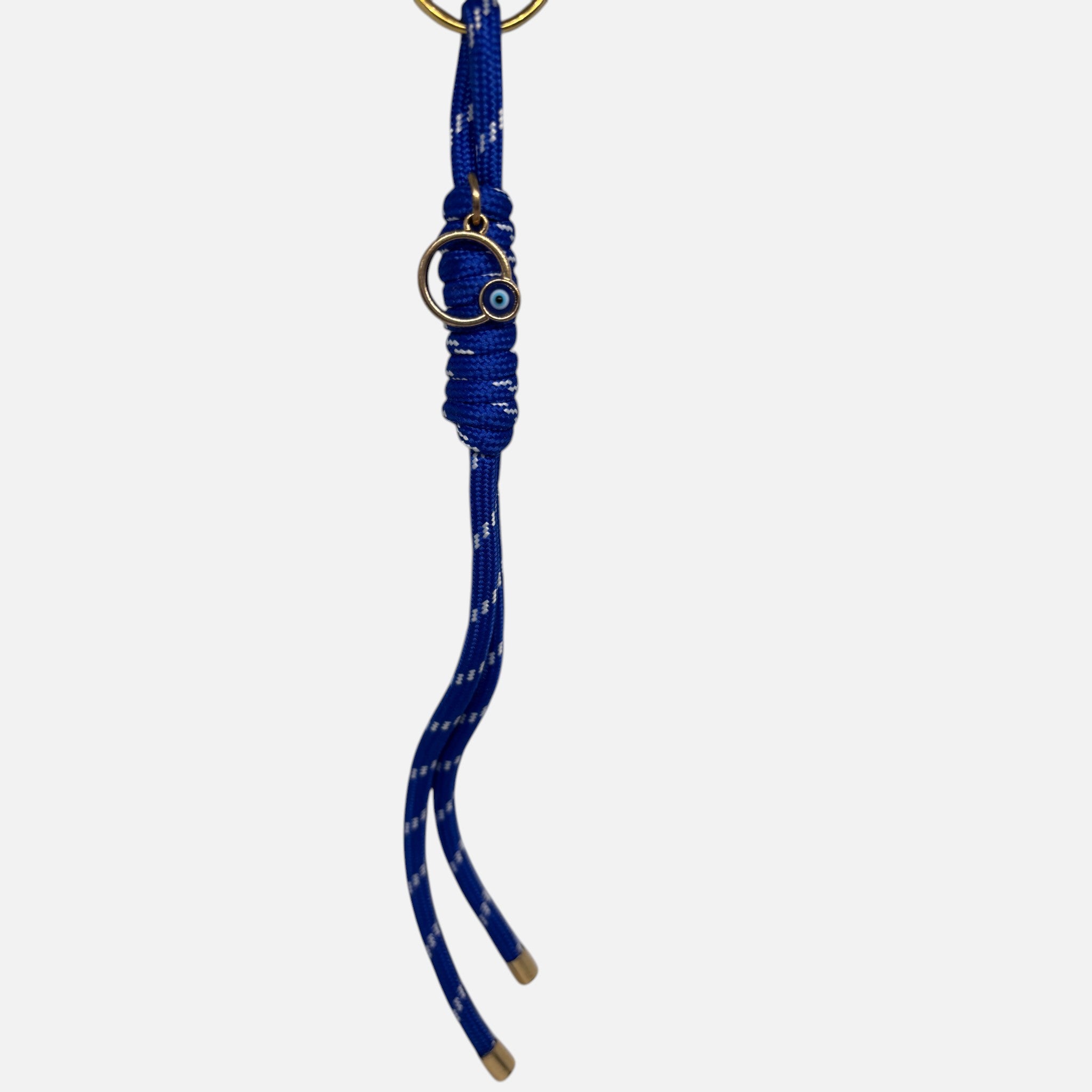 White & Navy Cord Keychain