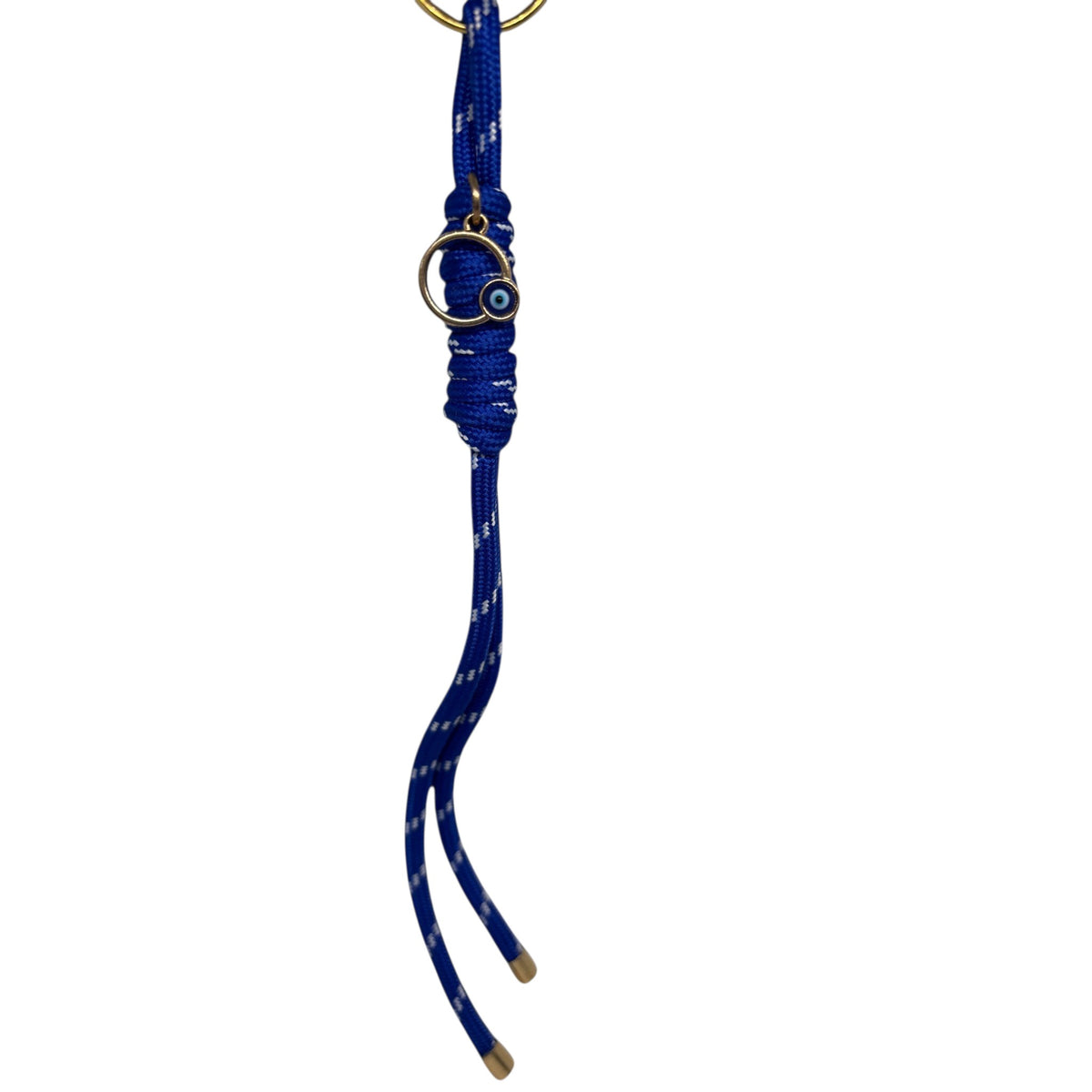 White & Navy Cord Keychain