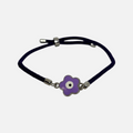 Silver Purple Flower Mati  -  Adjustable Cord Bracelet