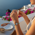 Silver White Flower Mati  -  Adjustable Cord Bracelet