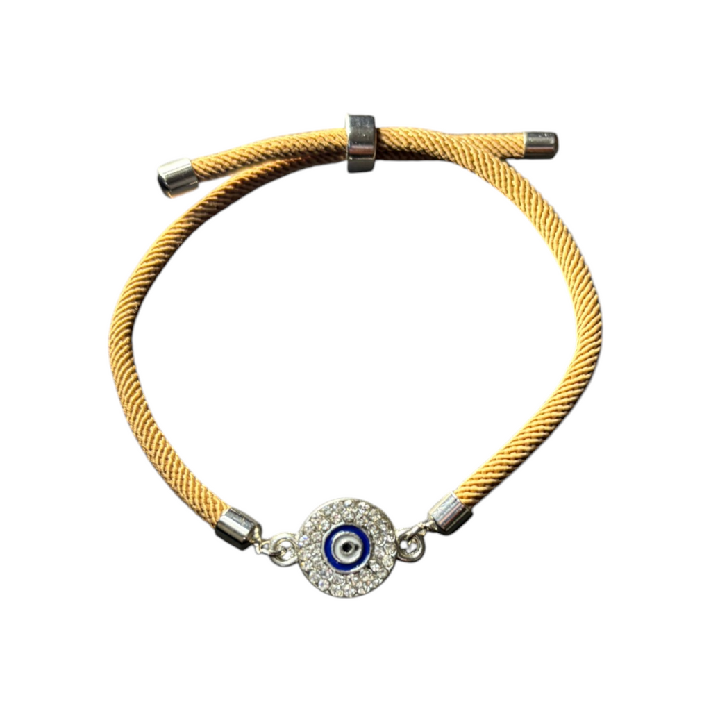 Silver Brown Classic Crystal Mati - Adjustable Cord Bracelet
