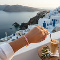Pink Enamel Mati Adjustable Cord Bracelet - Gold