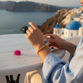 Orange Mini Mati Protection  - Adjustable Cord Bracelet - Gold
