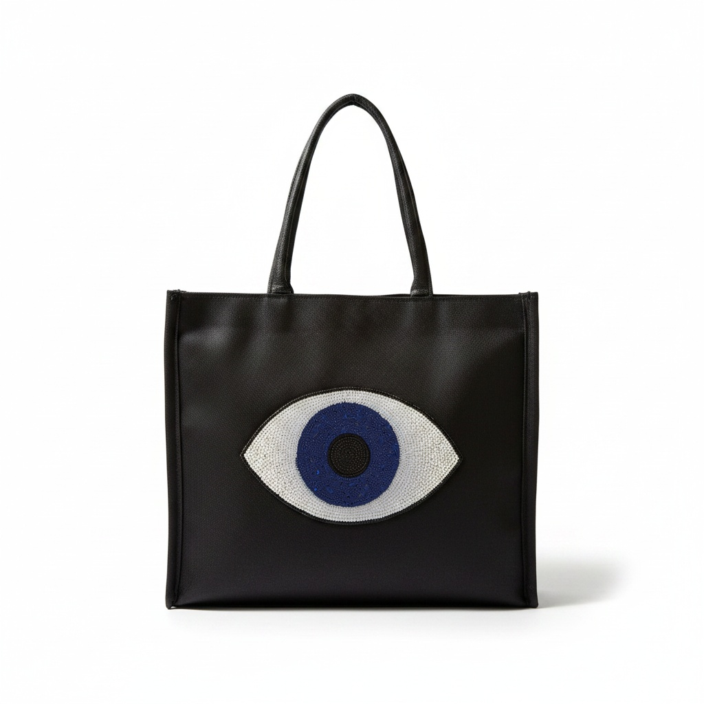 White Mati - Black Tote