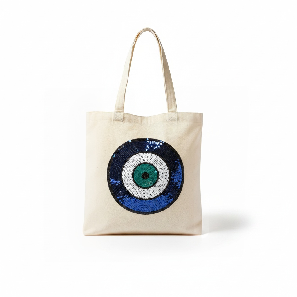 White Sequin Mati Tote Bag