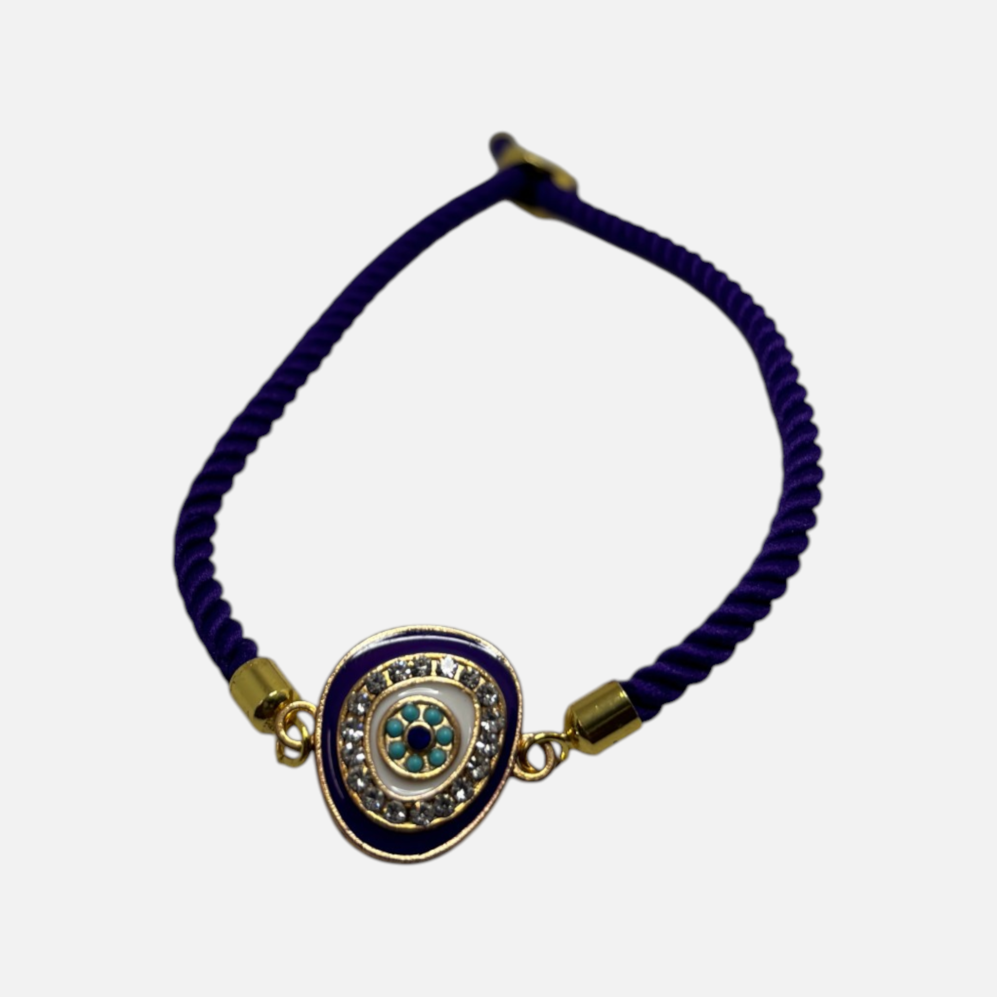 Purple Crystal Mati  - Adjustable Cord Bracelet